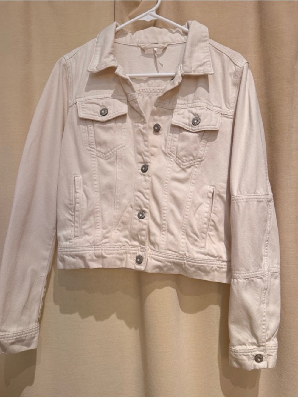 Free People Rumors denim jacket in ecru, size S - Picture 4 of 9